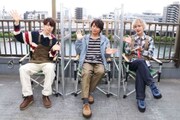 「Mixaアウトドア部 ―BBQ編―」に出演する3人。左から西山宏太朗、浪川大輔、岡本信彦。