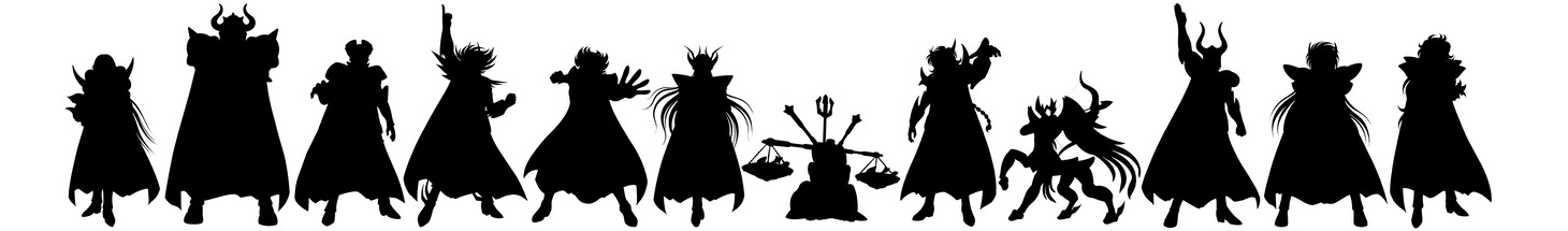 姫野美智による黄金聖闘士のシルエット。