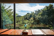 店内からの鎌倉山の眺望。