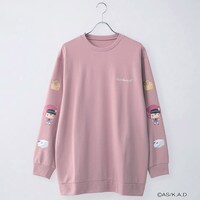 「はたらく細胞 袖プリントプルオーバー」の「ピンク／赤血球」。