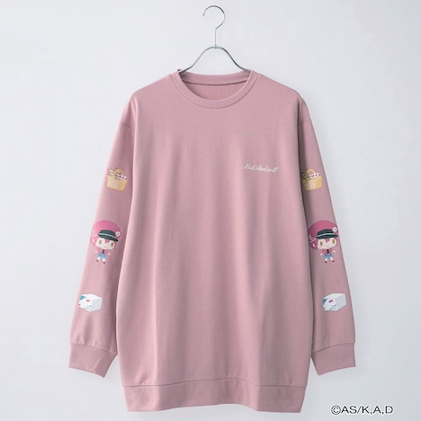 「はたらく細胞 袖プリントプルオーバー」の「ピンク／赤血球」。