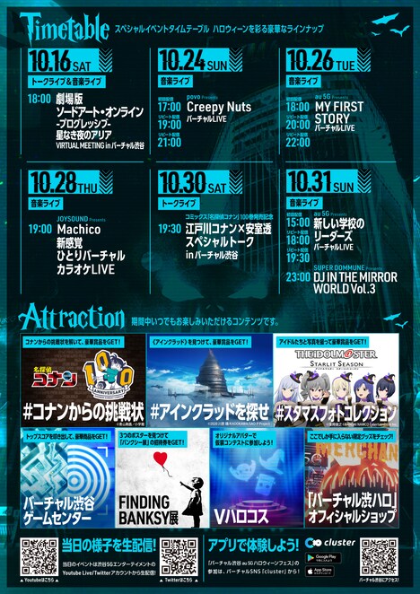 「バーチャル渋谷 au 5G ハロウィーンフェス 2021」の概要。