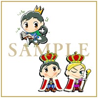 「王様ランキング」のBlu-ray / DVD BOX1巻の早期予約特典の描き下ろしミニキャラ缶バッジ2個セット。