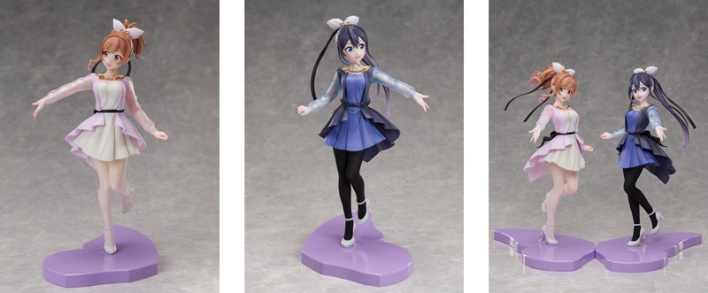 「美山鈴音 1/7スケールフィギュア」と「花野井玲那 1/7スケールフィギュア」。