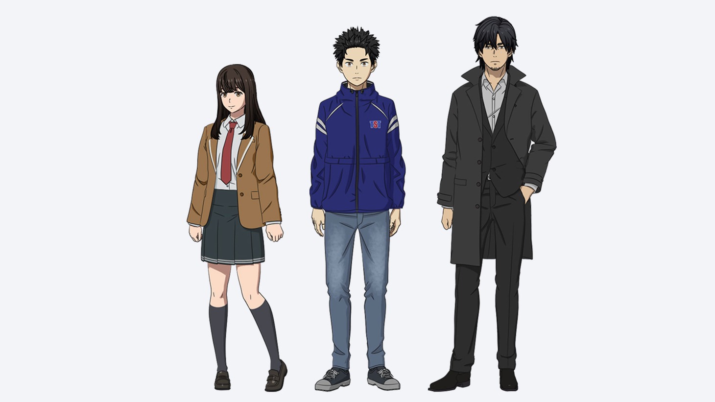 オリジナル長編アニメ「永遠の831」メインキャラクターのビジュアル。左から橋本なずな、浅野スズシロウ、亜川芹。