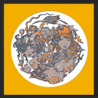 寺田の限定シルクスクリーン。使用されているイラストは「過去の寺田器用の描き下ろしに5割ほど描き足し、ほぼ新作にした」ものだという。