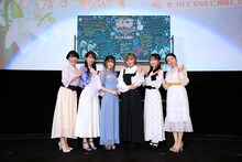「映画トロピカル～ジュ！プリキュア 雪のプリンセスと奇跡の指輪！」公開記念舞台挨拶より。左から久川綾、水沢史絵、日高里菜、ファイルーズあい、水樹奈々、桑島法子。