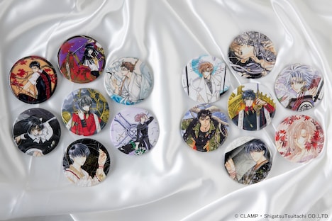 D賞の「75mm缶バッジ」全14種。