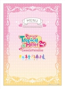 「映画トロピカル~ジュ!プリキュア 雪のプリンセスと奇跡の指輪!」コラボカフェのメニュー表。