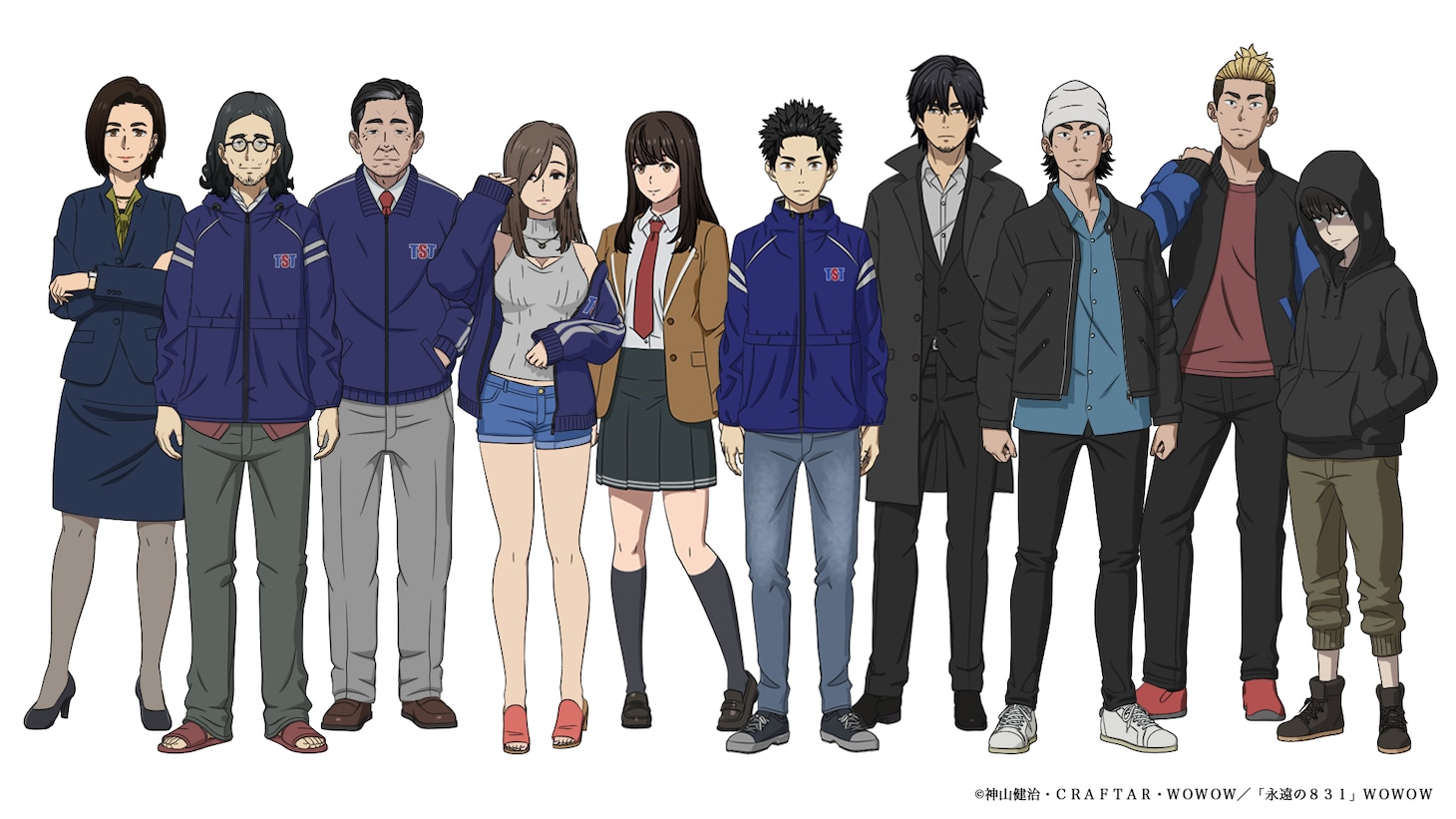 オリジナル長編アニメ「永遠の831」キャラクターのビジュアル一覧。