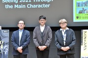 左から藤津亮太、渡辺歩、水島精二。