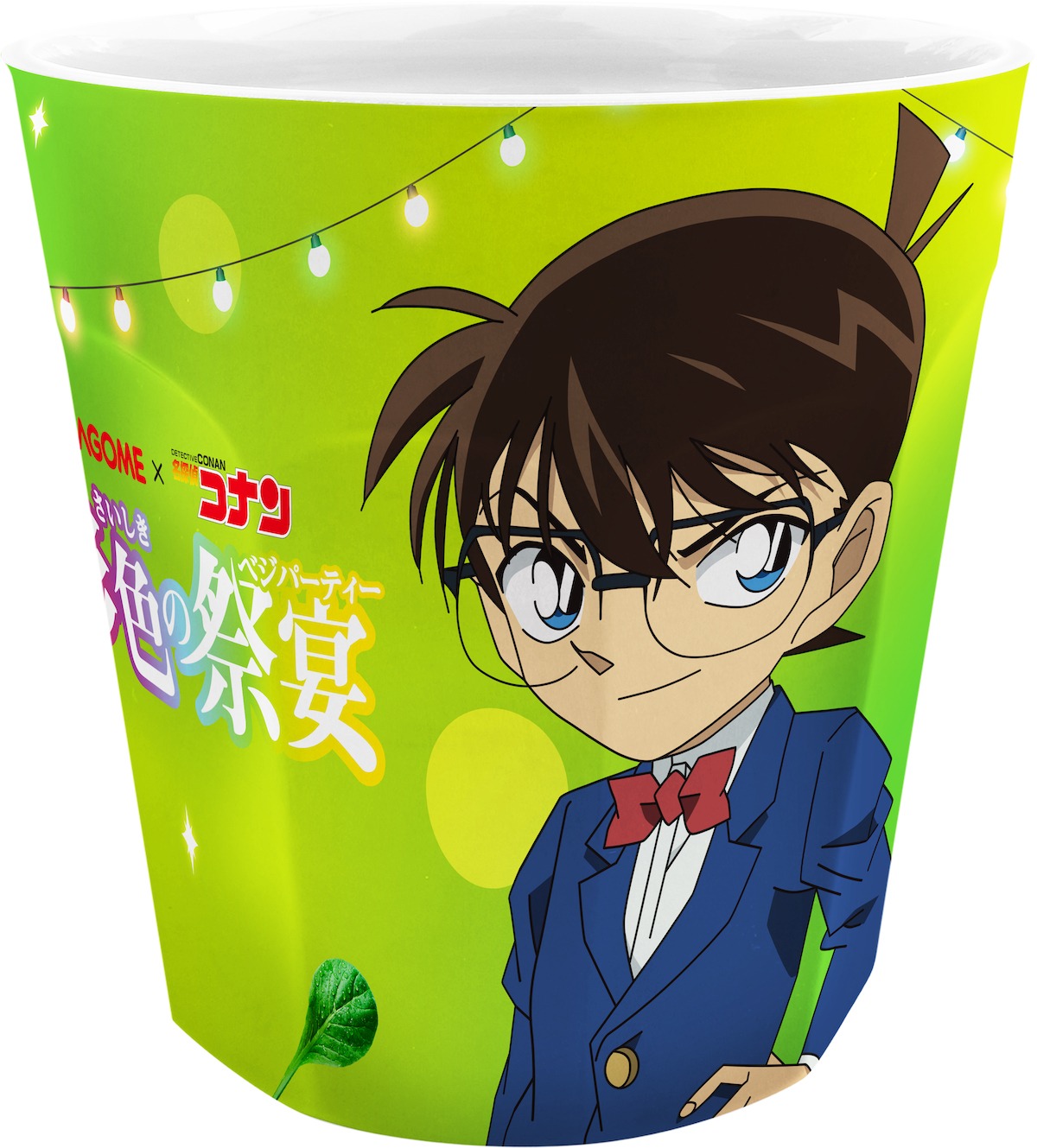 Bコースの賞品「名探偵コナン キャンペーン限定コップ3個（コナン・蘭・安室）+プレート2枚」。 (c)青山剛昌／小学館・読売テレビ・ＴＭＳ 1996