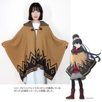 「五泉ニット mino（みの） 志摩リン焚火ポンチョ」着用イメージ