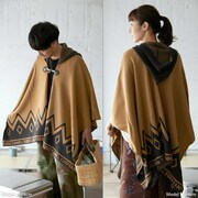 「五泉ニット mino(みの) 志摩リン焚火ポンチョ」着用イメージ