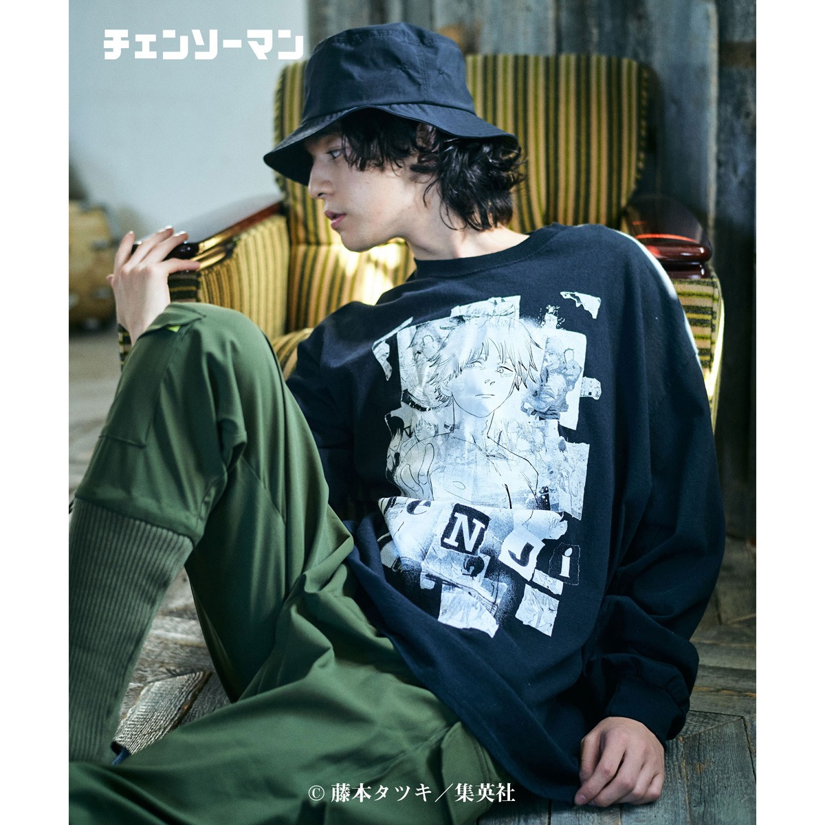 「 Denji Long Sleeve T」の着用例。
