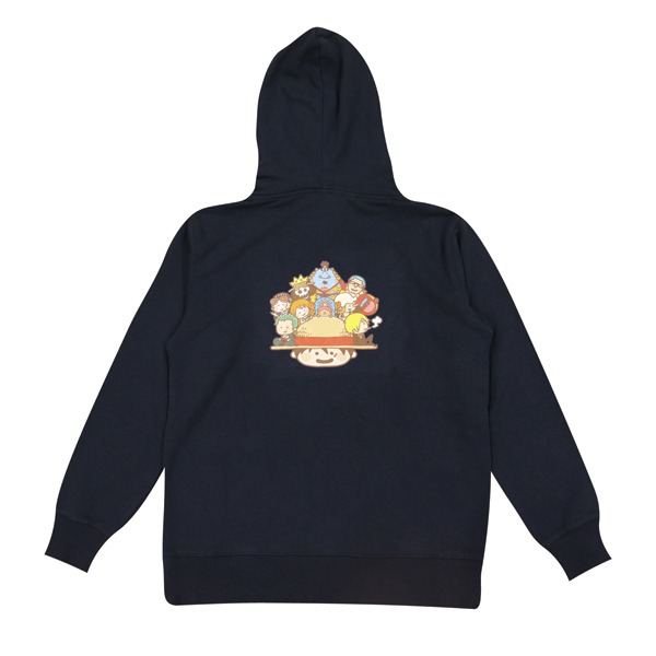 「YURUTTO ONE PIECE パーカー ネイビー」の背面。