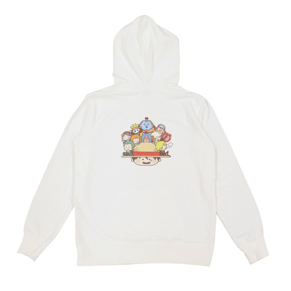 「YURUTTO ONE PIECE パーカー ホワイト」の背面。