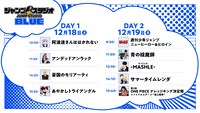 ジャンプスタジオBLUEで配信されるプログラムのタイムテーブル。
