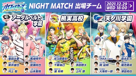 「Get Ready!! フットサルボーイズ!!!!! ハイファイカップ ~僕たちのデビュー戦!~」の「NIGHT MATCH」出場チーム。