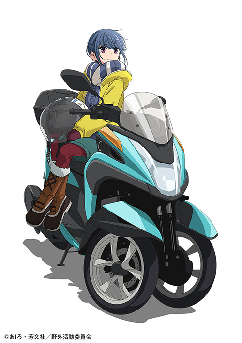 特典映像「SPECIAL EPISODE サウナとごはんと三輪バイク」より、リンとTRICITY125。