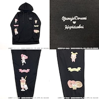 「おジャ魔女どれみ×はぴだんぶい 袖プリントパーカ」クロ