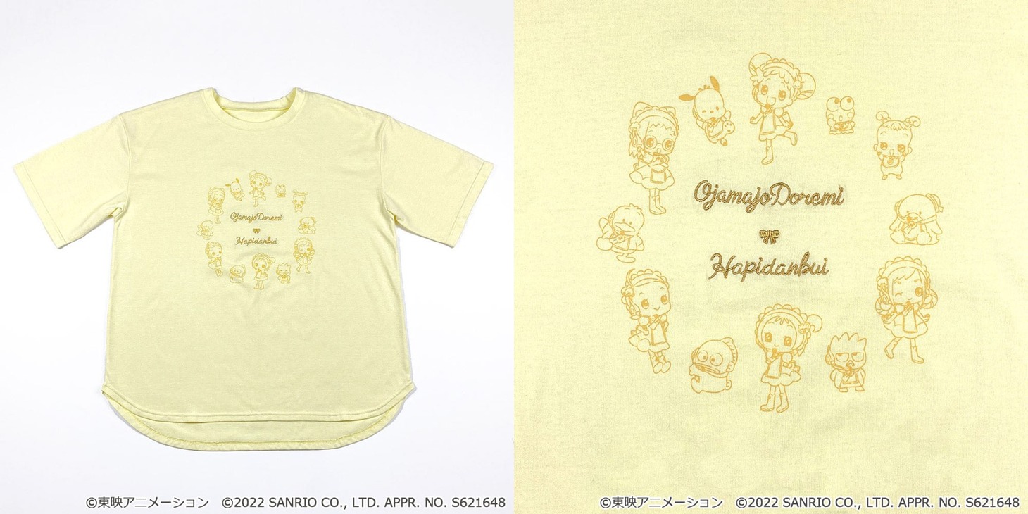 「おジャ魔女どれみ×はぴだんぶい チュニックTシャツ」ウスキイロ