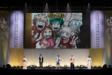「僕のヒーローアカデミア」のステージの様子。左から福圓美里、内山昂輝、山下大輝、岡本信彦、佐倉綾音。(c)SHUEISHA Inc. All rights reserved.