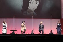 ステージの様子。左から小松未可子、榎木淳弥、緒方恵美、花澤香菜。