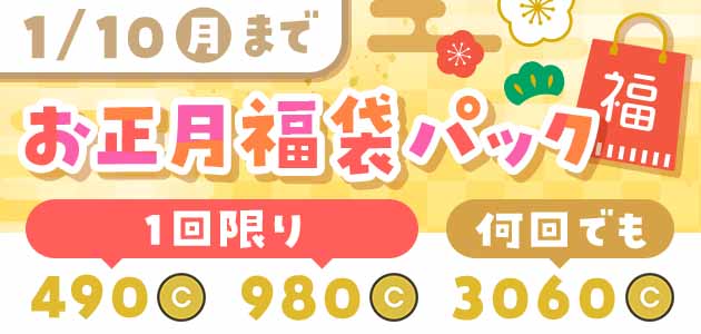 「お正月福袋パック」の告知ビジュアル。