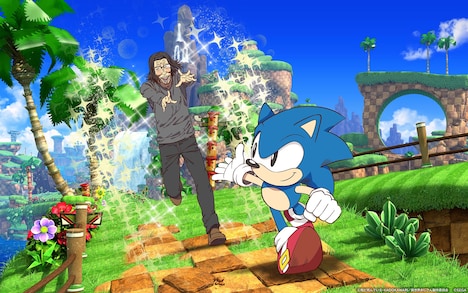 TVアニメ「異世界おじさん」とセガのコラボビジュアル。