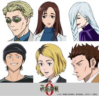 左上から七海建人、家入硝子、冥冥。左下から猪野琢真、新田明、日下部篤也。