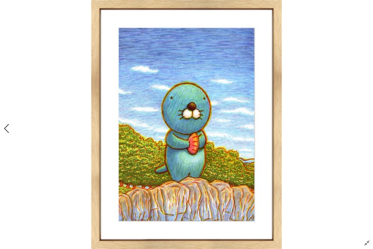 「ぼのぼの」の複製原画「海を見る」。