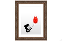 「ポプテピピック」の複製原画「風船みたいな少女と少女みたいな風船」。