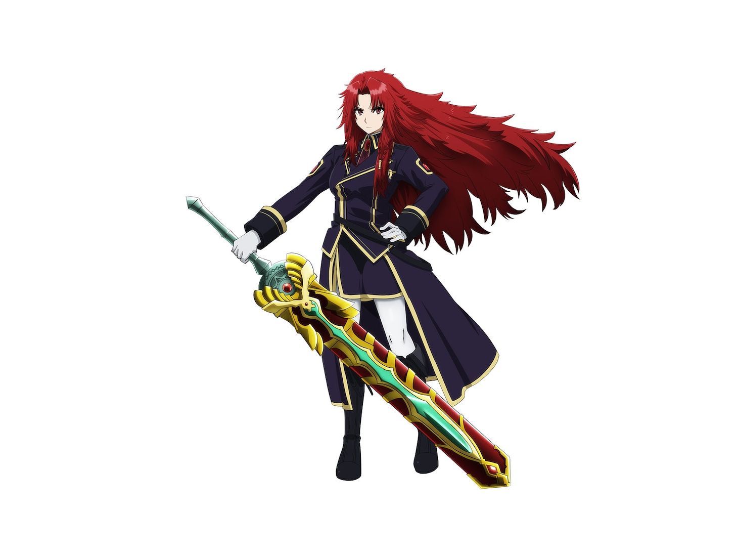 アイリス・ミドガル（CV：日笠陽子）
アレクシアの姉で、ミドガル王国の第一王女。王国最強との呼び声も高い魔剣士で、ミドガル王国騎士団に所属している。正義をつらぬく気高い精神の持ち主だが、妹・アレクシアに対してやや過保護な一面をもつ。