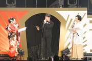 左から大原さやか、中田譲治、森田成一。