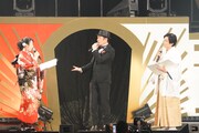 左から大原さやか、中田譲治、森田成一。