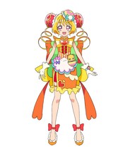 キュアヤムヤム（CV：井口裕香）。決めセリフは「きらめくヌードル・エモーション！ キュアヤムヤム！ おいしいの独り占め、ゆるさないよ！」。 (c)ABC-A・東映アニメーション