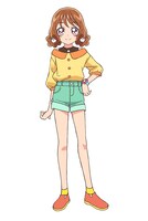 華満らん（CV：井口裕香）。よくしゃべるキュートな中学2年生。家はラーメン店。家族全員が個性的で小さな妹と弟がいる。食べ物への好奇心が旺盛で、テンションが上がると個性的な表現でおしゃべりがとまらない。「キュアスタ」でごはんについて密かに投稿している。メンメンに力を分けてもらい、キュアヤムヤムに変身する。 (c)ABC-A・東映アニメーション