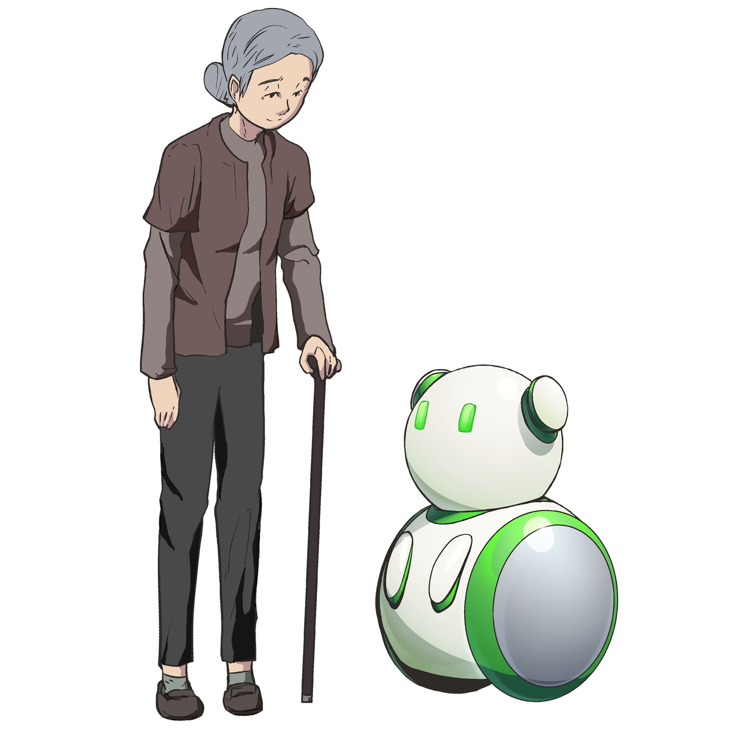 作中に登場する「散歩付き添いロボット」。 (c)2022 KYOCERA Corporation