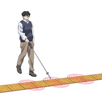 作中に登場する「スマート白杖」。 (c)2022 KYOCERA Corporation