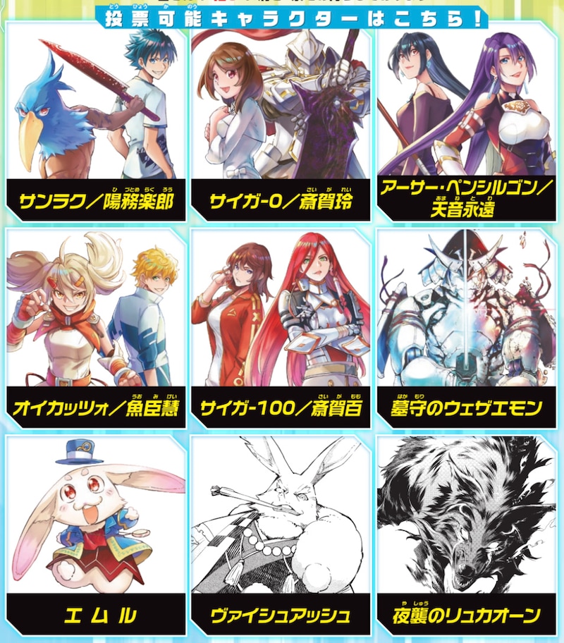 「シャングリラ・フロンティア」投票キャラクター