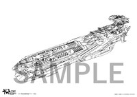 「宇宙戦艦ヤマト2205 新たなる旅立ち 後章 -STASHA-」2週目入場者プレゼント「メカ設定線画」のサンプル画像。