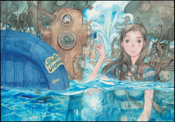 「鶴田謙二 直筆サイン入り複製原画 “Push blue, my Maybelline” 2019年」