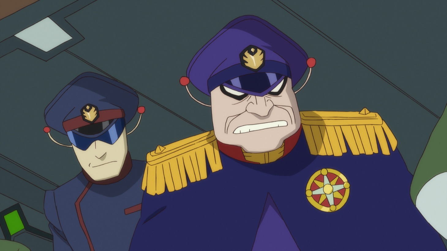 「映画ドラえもん のび太の宇宙小戦争」より、独裁者ギルモア（右）と、反乱軍・PCIAピシアの長官ドラコルル（左）。