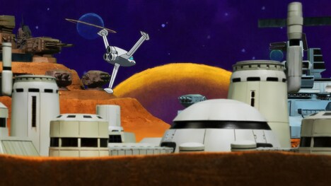 「映画ドラえもん のび太の宇宙小戦争」より、ジオラマとアニメーションを融合させた風景のカット。