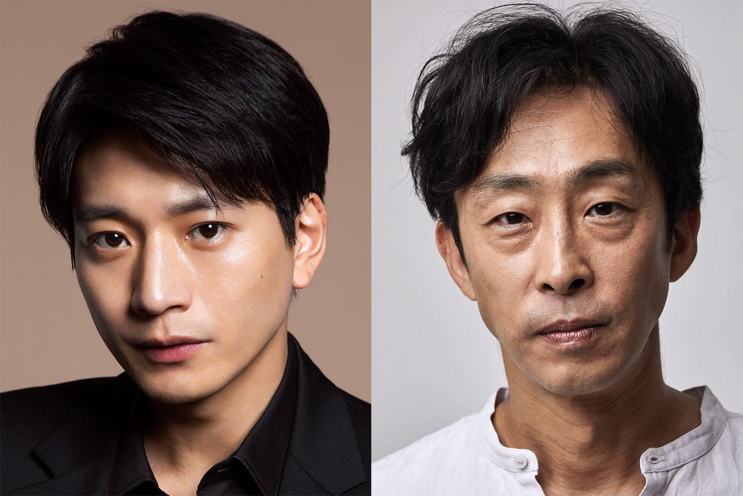 向井理（左）と北村有起哉（右）。