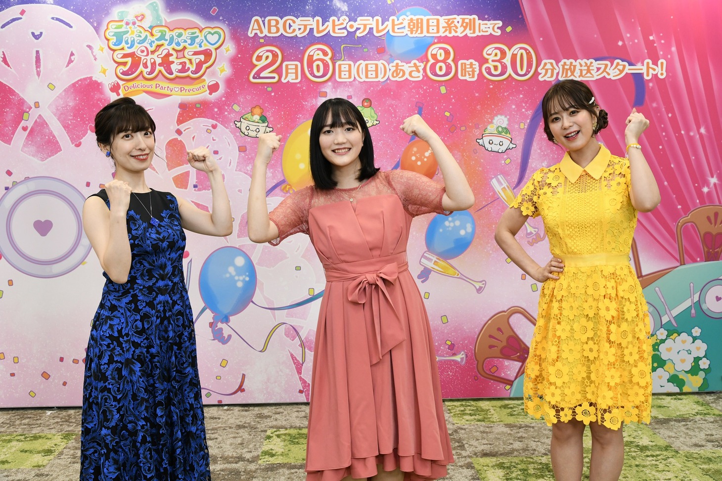 左から清水理沙、菱川花菜、井口裕香。(c)ABCテレビ