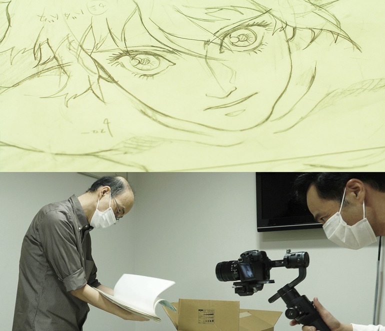 ドキュメンタリー映画「Hand-Drawn」より、「GHOST IN THE SHELL / 攻殻機動隊」の原画（上）。 (c) 1995 Shirow Masamune/KODANSHA・BANDAI VISUAL・MANGA ENTERTAINMENT  原画 / アニメーターの井上俊之（下）。