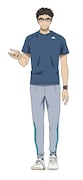 海老原仁(CV:中井和哉)
 (c)小瀬木麻美・ポプラ社 / 横浜湊高校バドミントン部