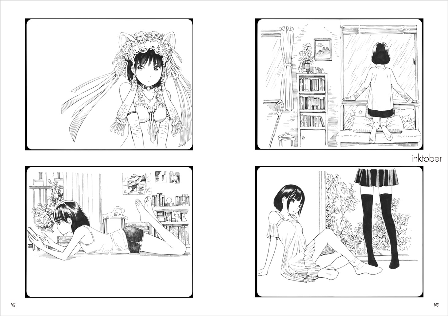 「吉富昭仁 キャラクタースケッチ 10Years」より「アーティストによるチャレンジイベント『Inktober』」。
